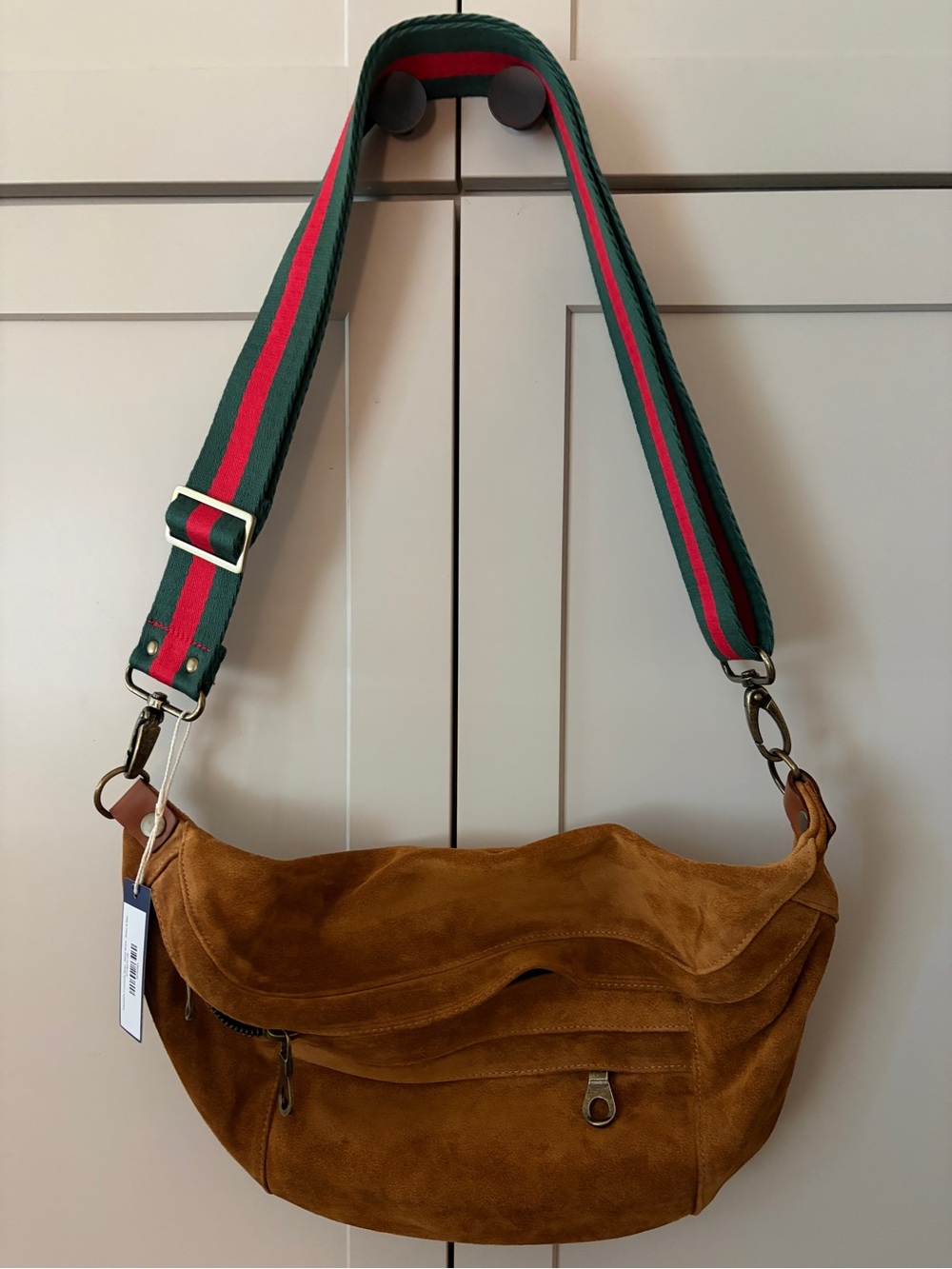 Parker Thatch Cross Your Heart Sling - Suede Caramel with Crossbody Strap
